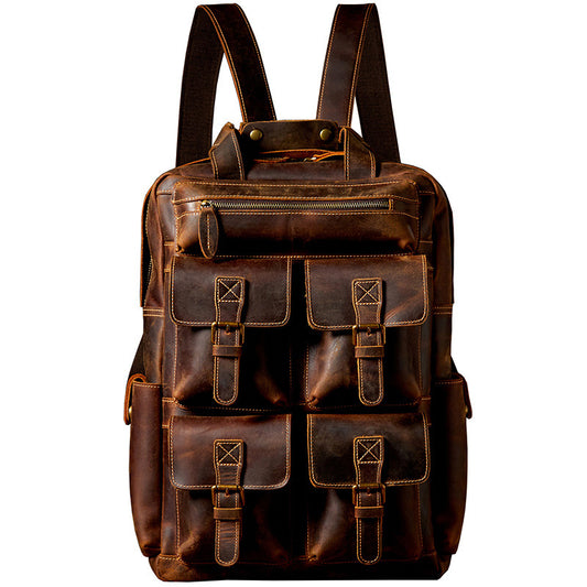 Men's Retro Outdoor Travel Leather Backpack