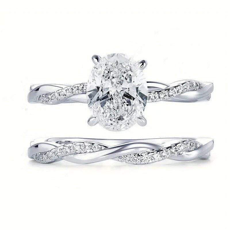 Classical Zircon Simple Ring Two-piece Wedding Dress