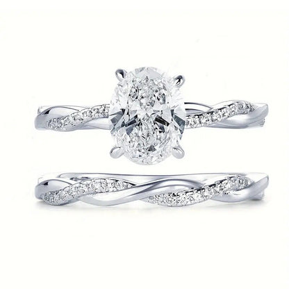 Anillo sencillo de circonita clásica para vestido de novia de dos piezas