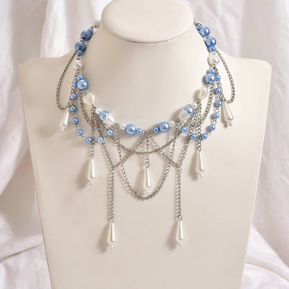 Collar colgante de cadena larga para clavícula para mujer