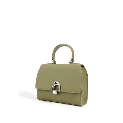 Bolso de mano informal de piel de vaca con textura sencilla y a juego para mujer
