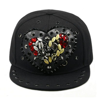 Sombrero estilo Harajuku europeo y americano con remaches de calavera cruzada