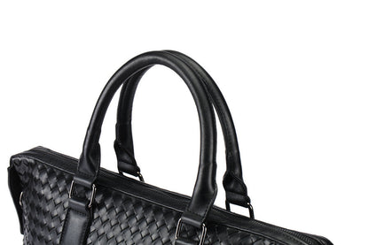 Bolso de hombre, maletín grande de cuero tejido a mano, bolsos de lujo, bolsos de mano de negocios para hombre, bolsos de mano de alta calidad para portátil.