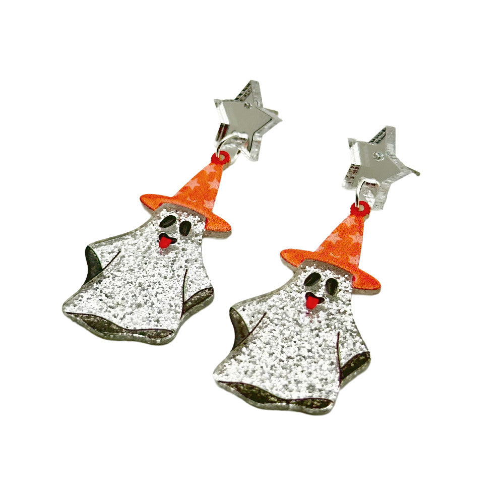 Halloween Day Ornament Colorful Ghost Eyes Funny Acrylic Earrings For Women