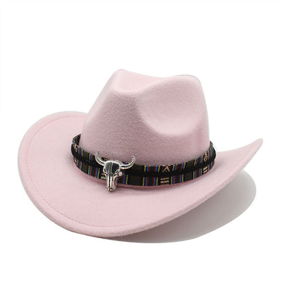 Sombrero de vaquero occidental de lana de jazz para hombre y mujer, estilo nacional