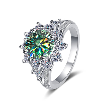 Anillo de plata de ley 925 para mujer con moissanita de 3 quilates, estilo lujoso y asequible.