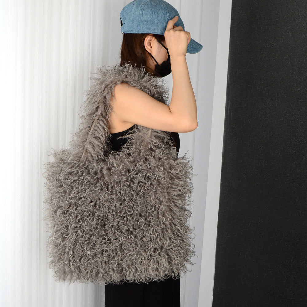Faux Fur Beach Wool Plush Bag