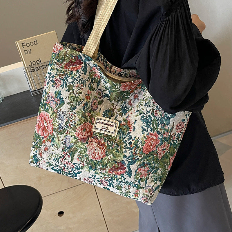 Schulterhandtasche aus Canvas mit großem Fassungsvermögen