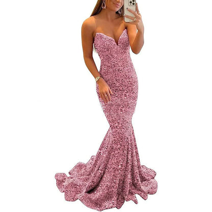 Pailletten-Abendkleider für Frauen, formelle, sexy, lange Abschlussball-Partykleider
