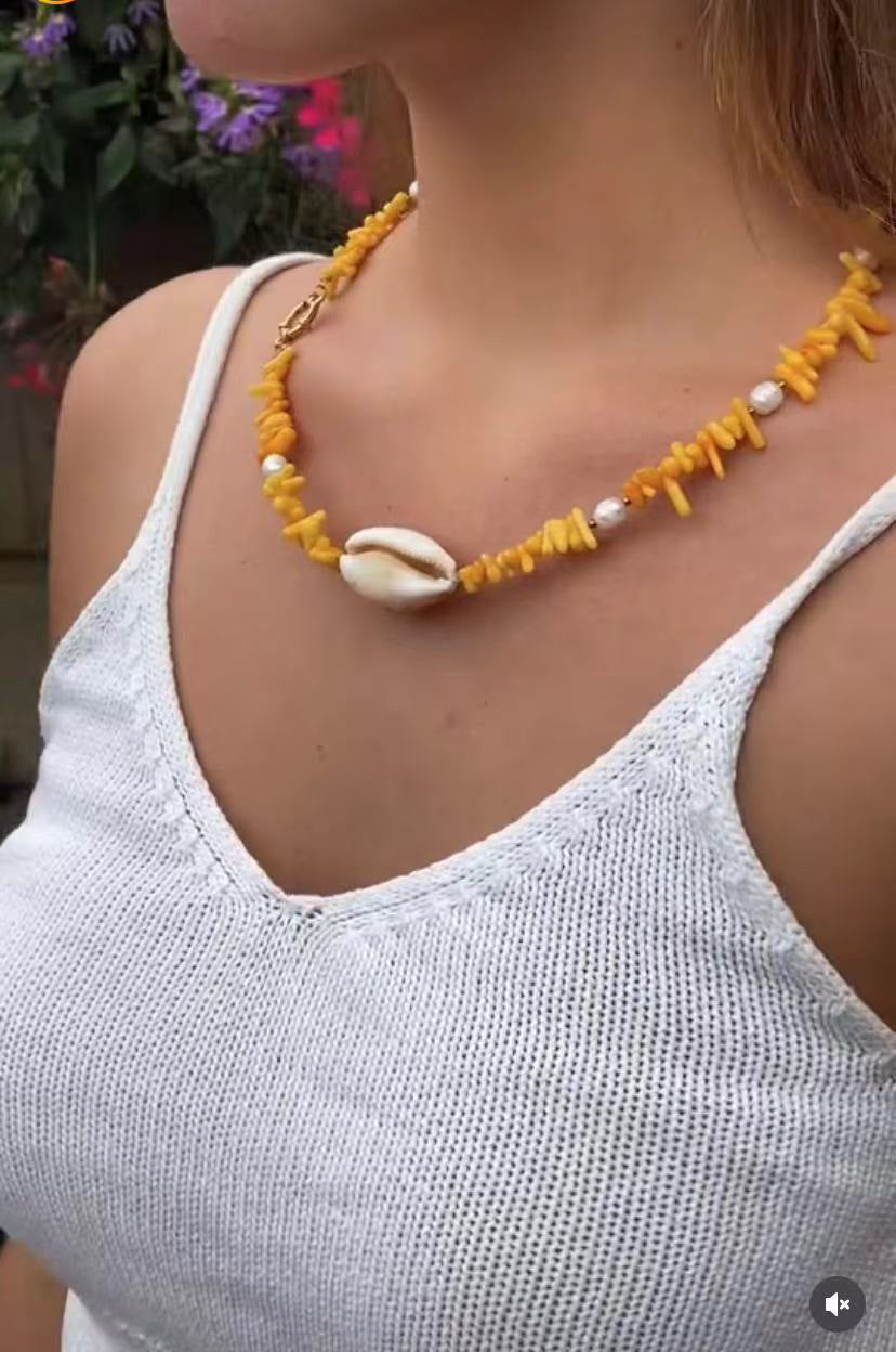 Red New Style Gravel Clavicle Chain Freshwater Pearl Necklace For Women
