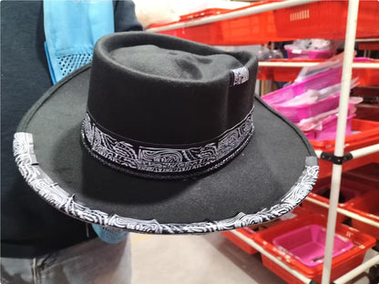 Sombrero de calavera hecho a mano, sombrero de vaquero de peluche