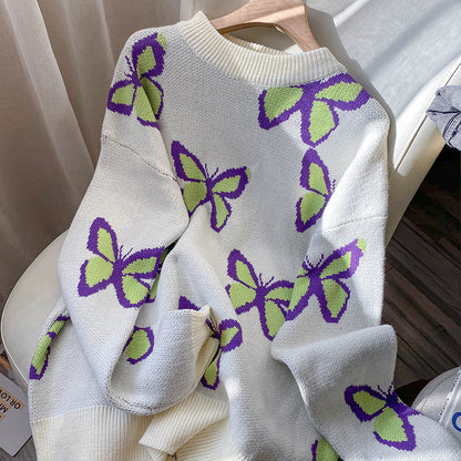 Suéter de cuello redondo de diseño de otoño e invierno para mujer, prendas de punto