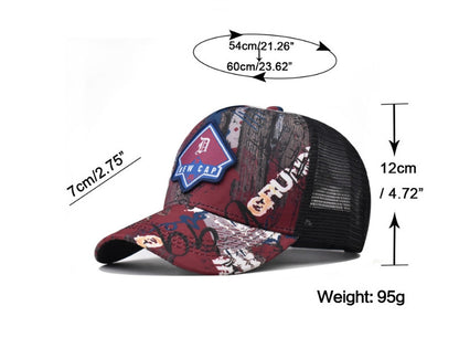 Personalisierte trendige Retro-B-Alphabet-Stickerei-Baseballkappe für Männer und Frauen, Beschriftung von Graffiti-Schirmmütze