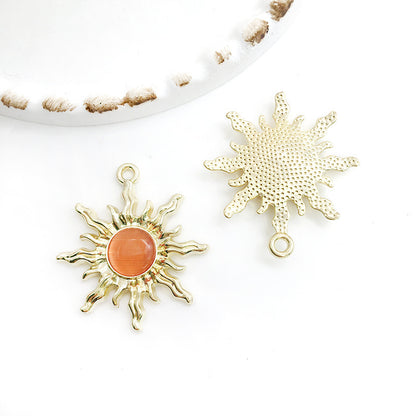Colgante pequeño de aleación de girasol con forma de gota de aceite, creativo, para pulsera, llavero y pendientes.