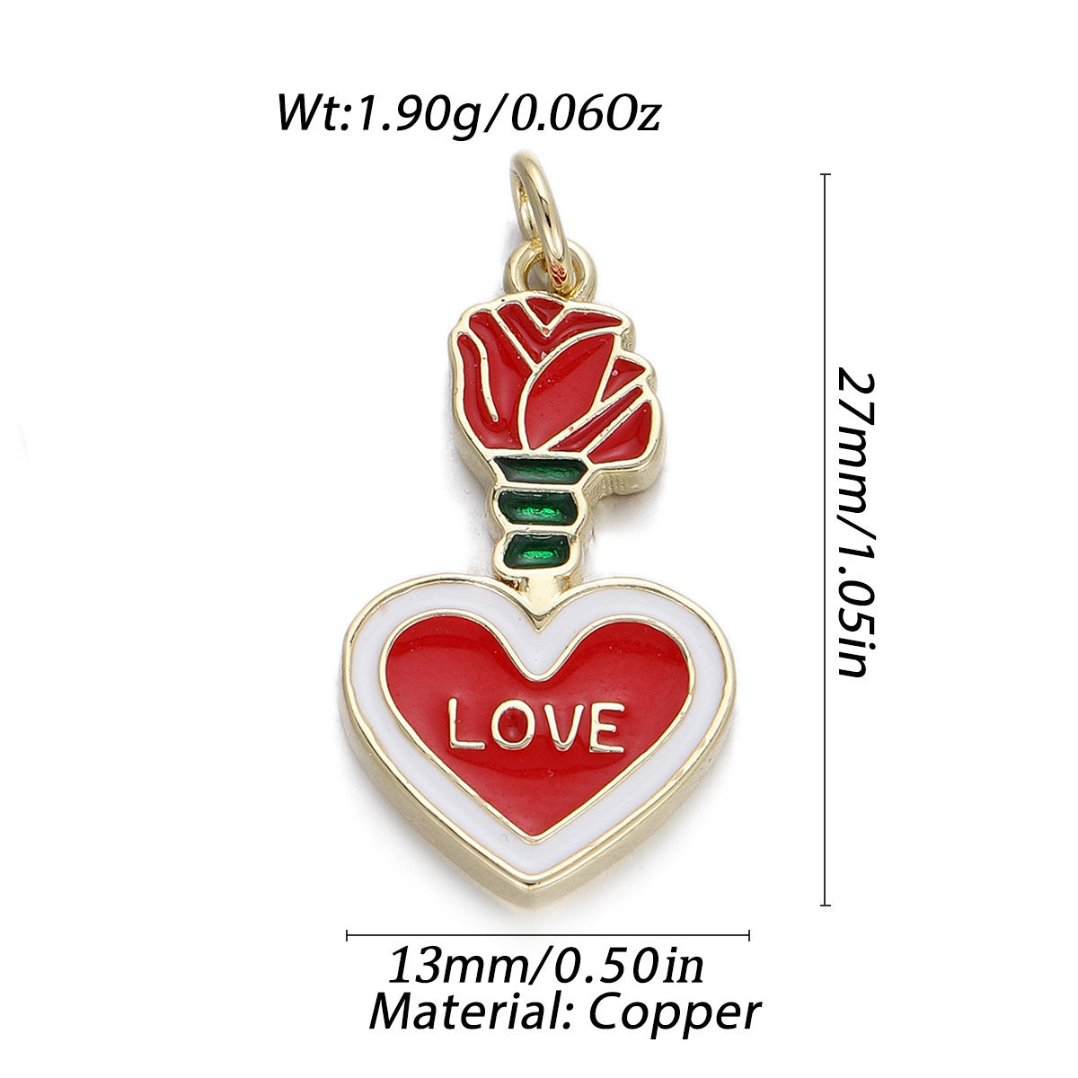 Oil Dripping Red Love Pendant Micro Inlaid Zircon Accessories