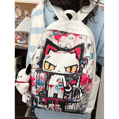 Personalisierter Graffiti-Rucksack im Harajuku-Stil für Mädchen, einfach, passend
