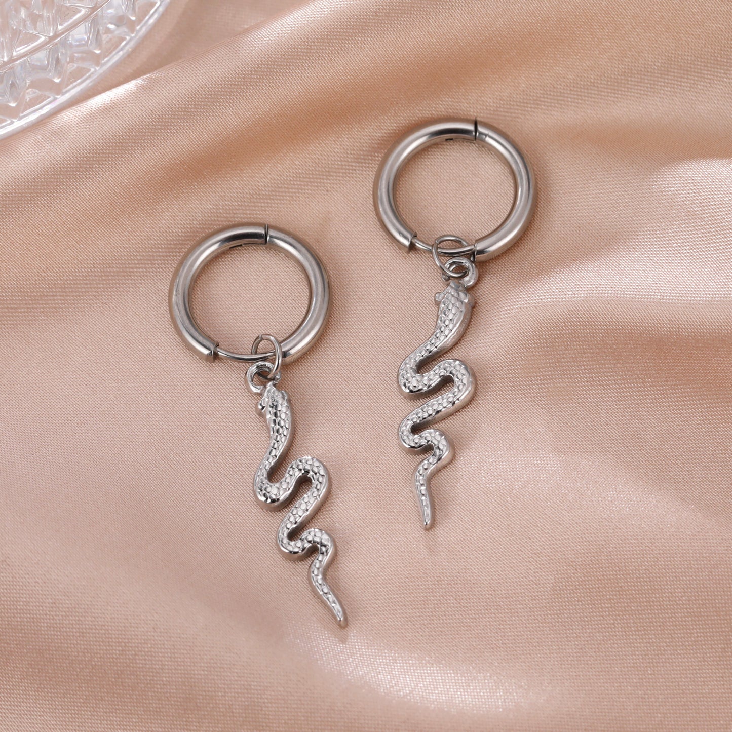 18K Gold Plated Stainless Steel Snake-shaped Vintage Earrings