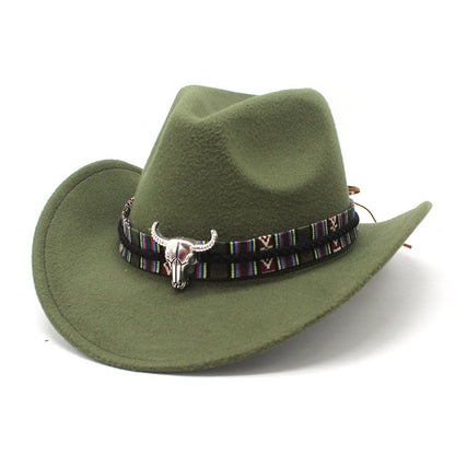 Sombrero de vaquero occidental de lana de jazz para hombre y mujer, estilo nacional