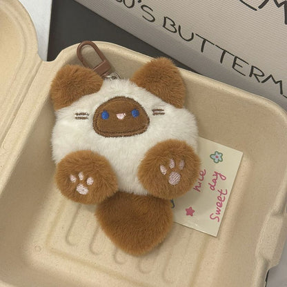 Llavero decorativo con colgante de gato de cola larga de peluche de dibujos animados
