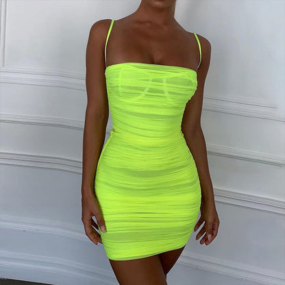 Vestidos de fiesta sexys con tirantes finos y faja para mujer de verano