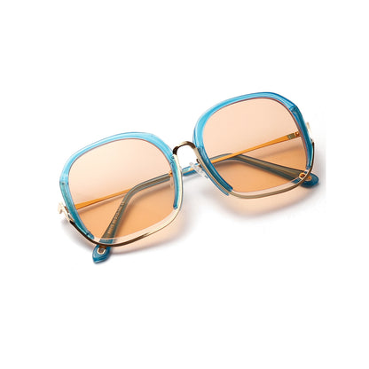 Gafas de sol coloridas, modernas y grandes con media montura para mujer