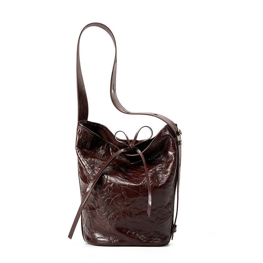 Leather Bucket Tote Bag