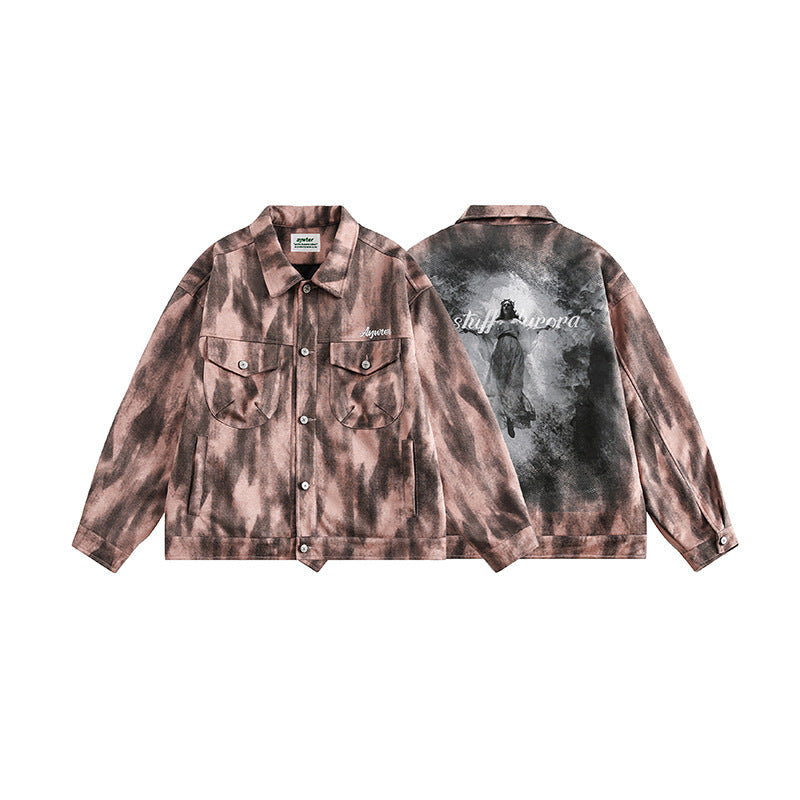 Back Graffiti Denim Jacket Retro Trendy Neutral Casual Jacket