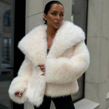 Chaqueta informal de piel de zorro esponjosa para mujer Ropa de mujer