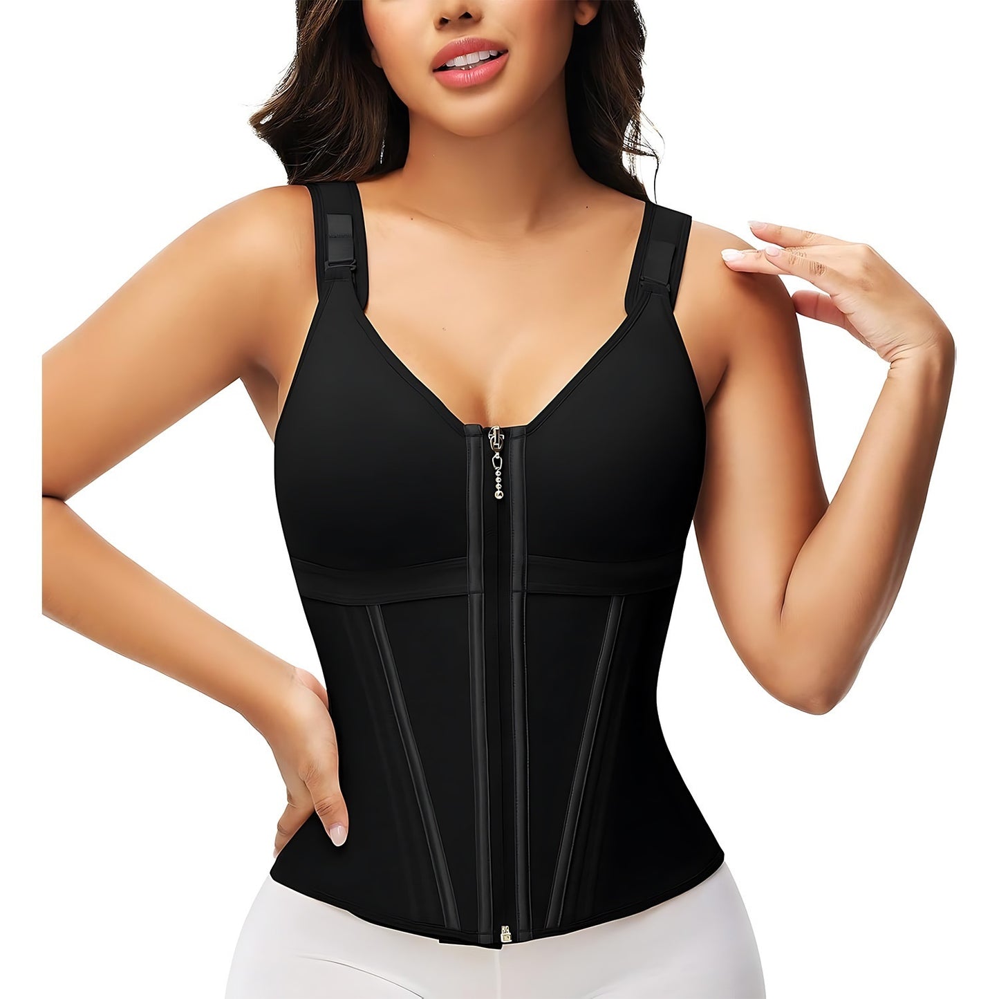 Top de chaleco de tres botones para faja reductora de abdomen para mujer