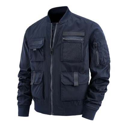 Chaqueta de piloto para hombre, abrigo multibolsillos, chaqueta exterior