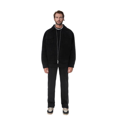 Mode Herren Pelz Reißverschluss große Tasche Jacke Mantel