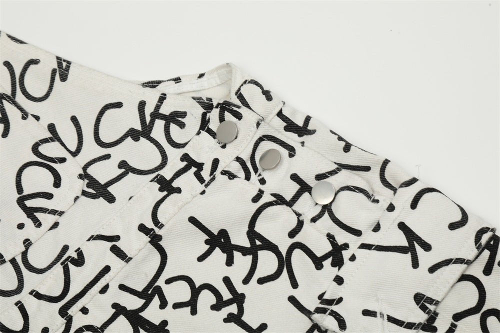 Letter Denim Working Bib Top Pants Men - BAGMODA
