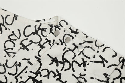 Letter Denim Working Bib Top Pants Men - BAGMODA