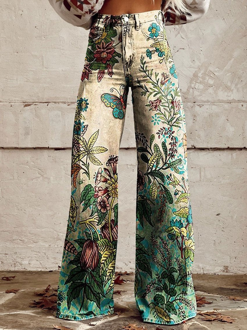 Horn Simulation Denim Trousers Loose Pants For Women