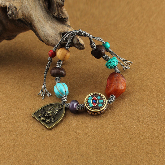Natural Agate Tibet Beads Colored Beaded Bracelet