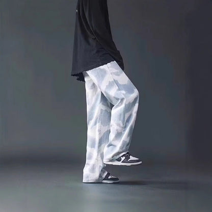 New High Street Tie - dyed Graffiti Wide - leg Pants Men - BAGMODA
