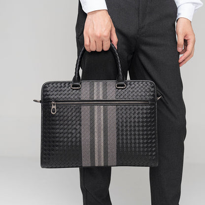 Stitching Woven Business Casual Aktentasche Herren Schulter Crossbody Computertasche