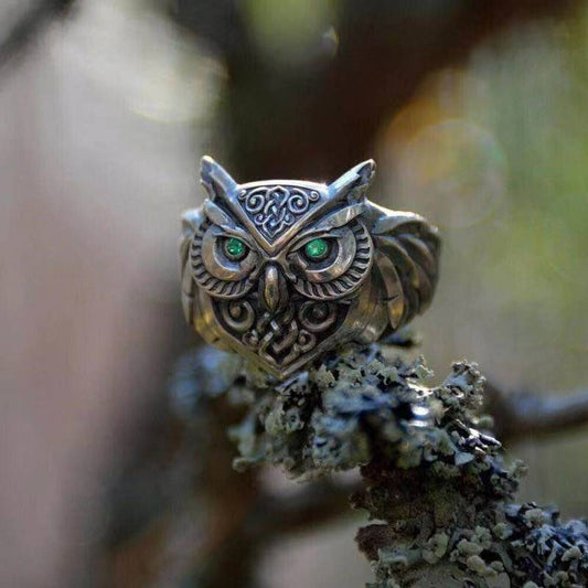 New Vintage Animal Owl Ring Hip Hop Carving