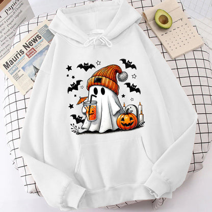Sudadera con capucha de murciélago, calabaza y fantasma de Halloween para mujer