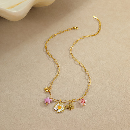 Collar de acero inoxidable con colgante estilo océano para mujer