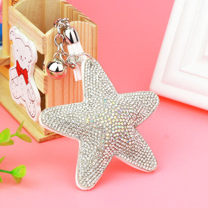 Llavero de cristal con borla y pentagrama creativo