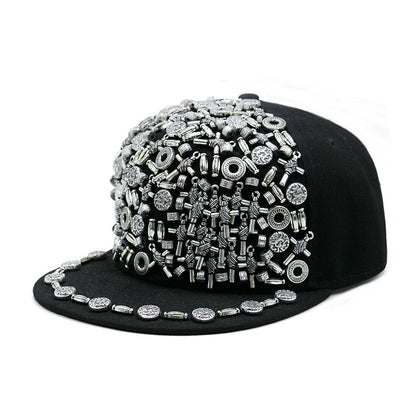 Sombrero estilo Harajuku europeo y americano con remaches de calavera cruzada