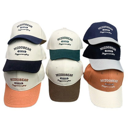 Gorra de béisbol deportiva transpirable con bordado de algodón y letras de colores simples a juego