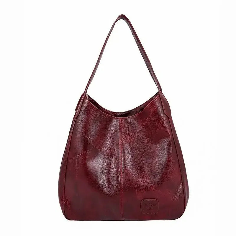 Vintage Leather Marble Grain Shoulder Bag