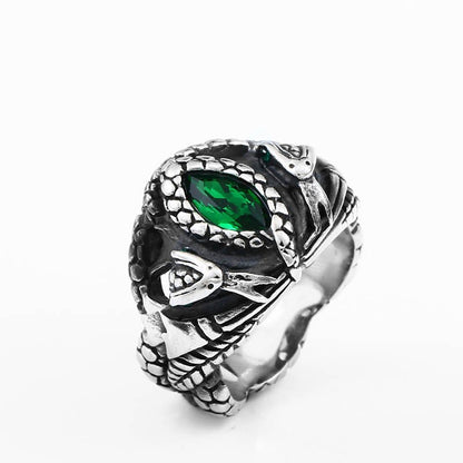 Anillo vintage de acero inoxidable con forma de serpiente para hombre