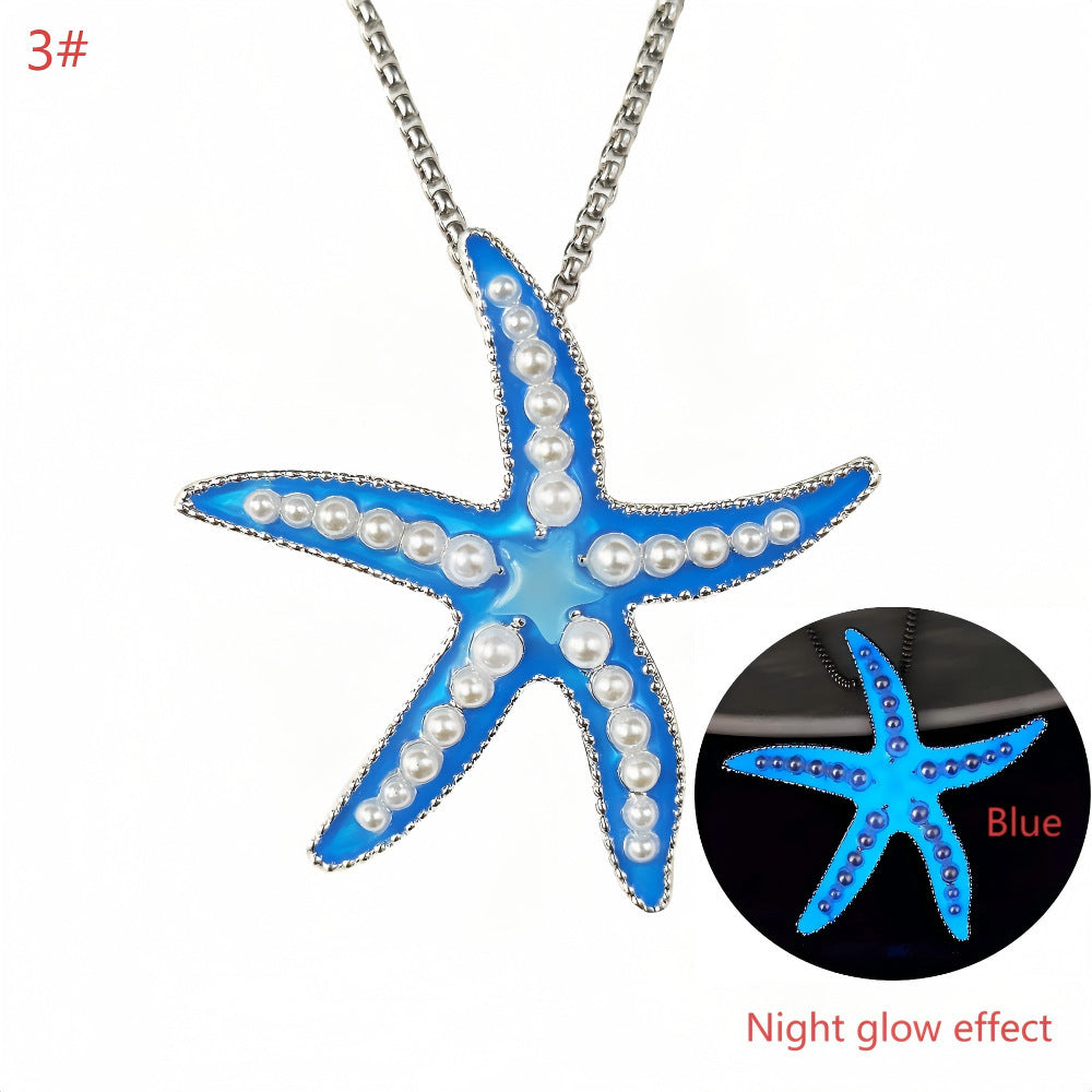 Metal Luminous Starfish Necklace Ocean Elf Beach Party
