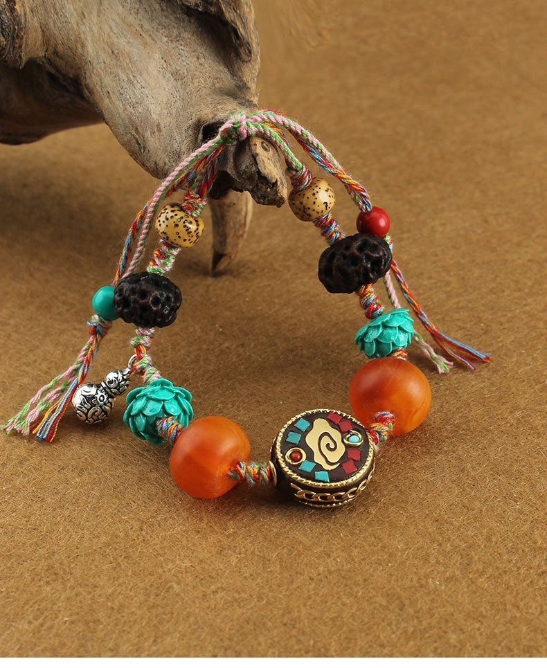 Natural Agate Tibet Beads Colored Beaded Bracelet