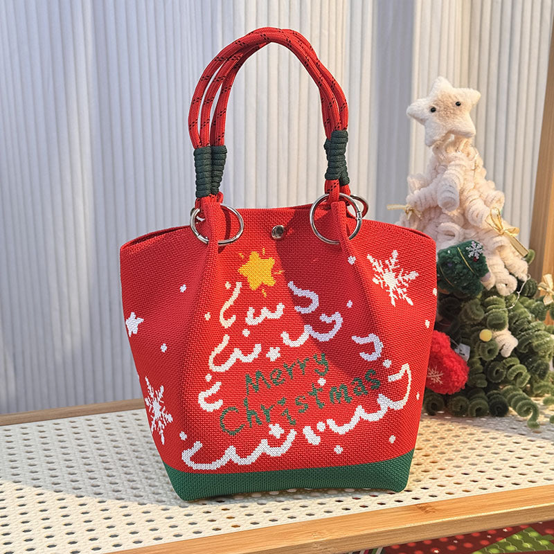 Knitted Buckle Bag Portable Large Capacity
