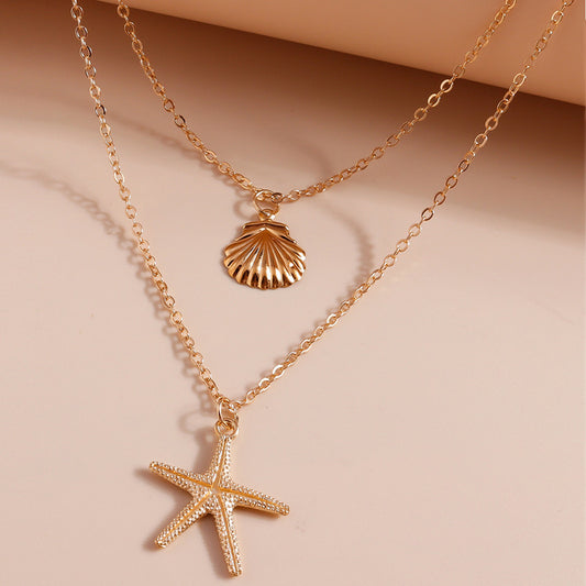 Collar sencillo de concha de doble capa para mujer