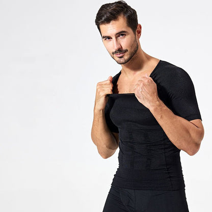 140D Men's Vest Shapewear Men Body Toning T-Shirt Slimming Body Shaper Corrective Posture Belly Control Compression Man Modeling Underwear Corset - BAGMODA